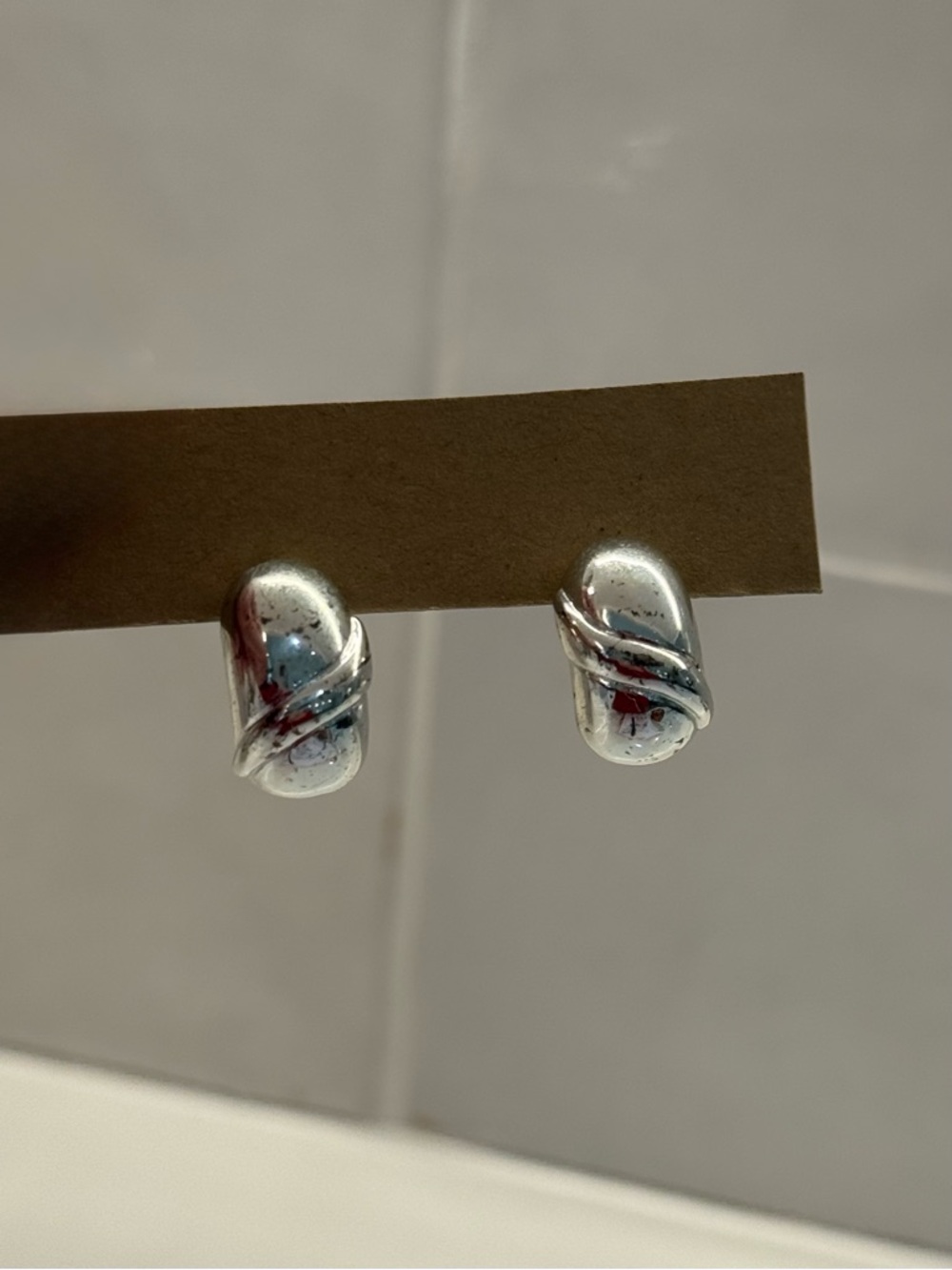Vintage Y2K Silver Tone Curved Hoop Earrings